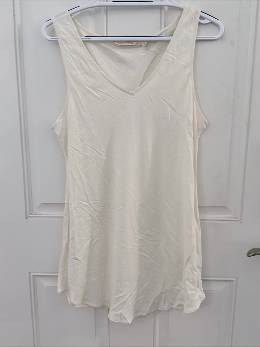 Soft Surroundings Silk Sleeveless Tunic M | Cream